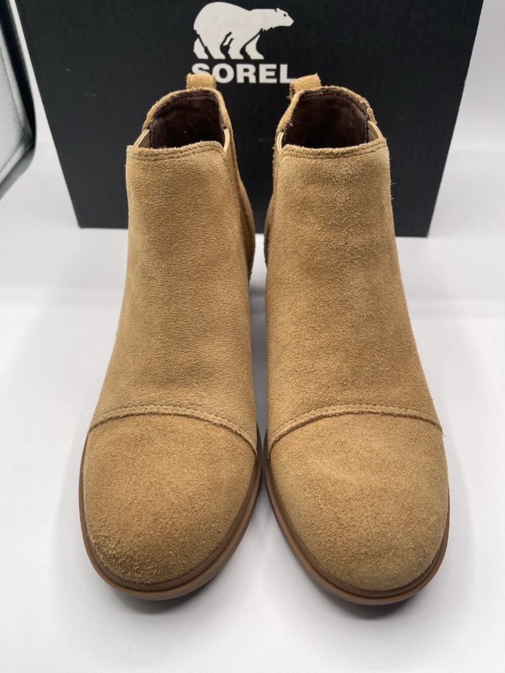 Sorel Women's Evie II Chelsea Boots Womens Size 8 Caribou Buff Gum Leather Suede - Picture 14 of 16